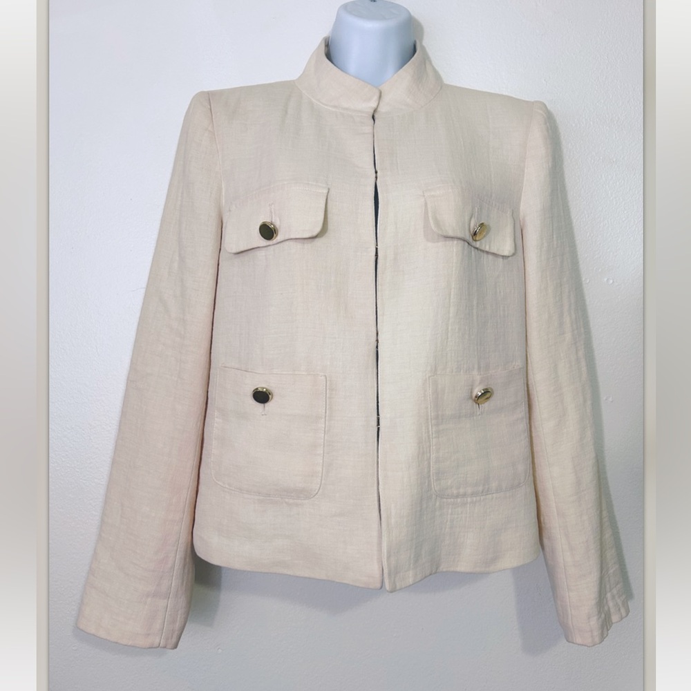 Zara Womens Size Medium Oyster White High Cropped Blazer
